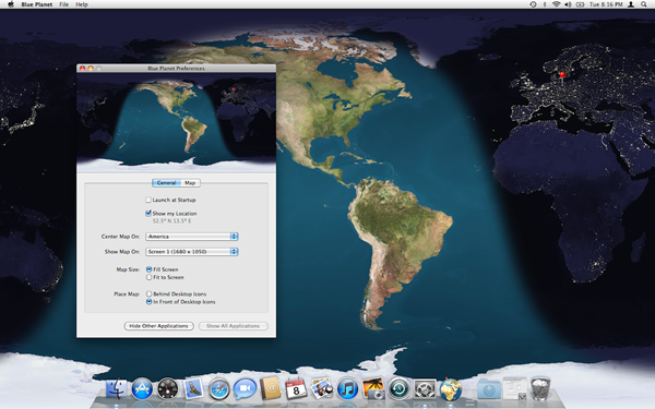 Screenshot of Blue Planet on Mac OS X