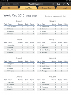 World Cup 2010 Spreadsheet Screenshot 1