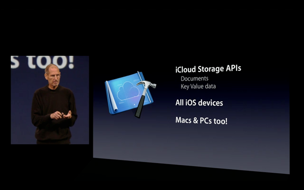 Steve Jobs introducing iCloud Storage APIs at WWDC 2011