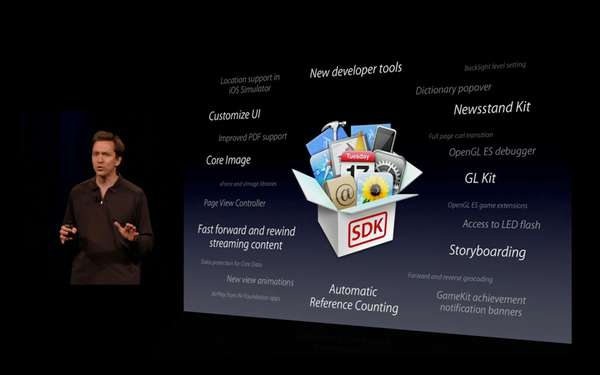 Scott Forstall introducing new developer features in iOS 5 at WWDC 2011