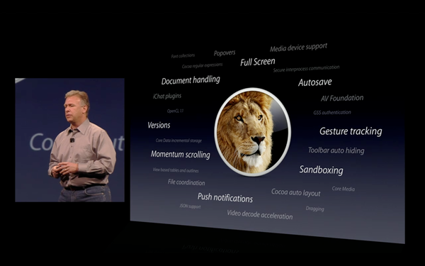 Phil Schiller introducing new developer features in Mac OS X Lion at WWDC 2011