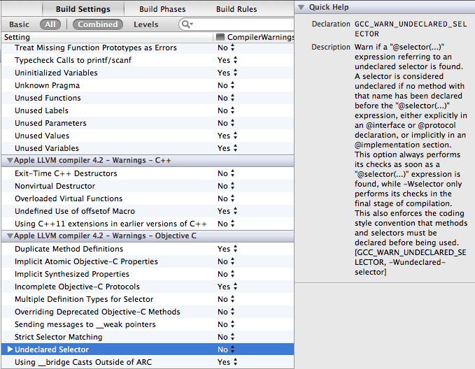 Configuring Compiler Warnings in Xcode's Build Settings