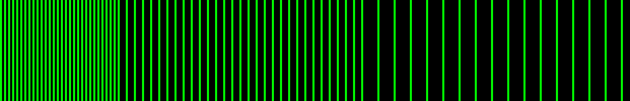 Detail rendering of a grid of vertical green hairlines with varying spacing