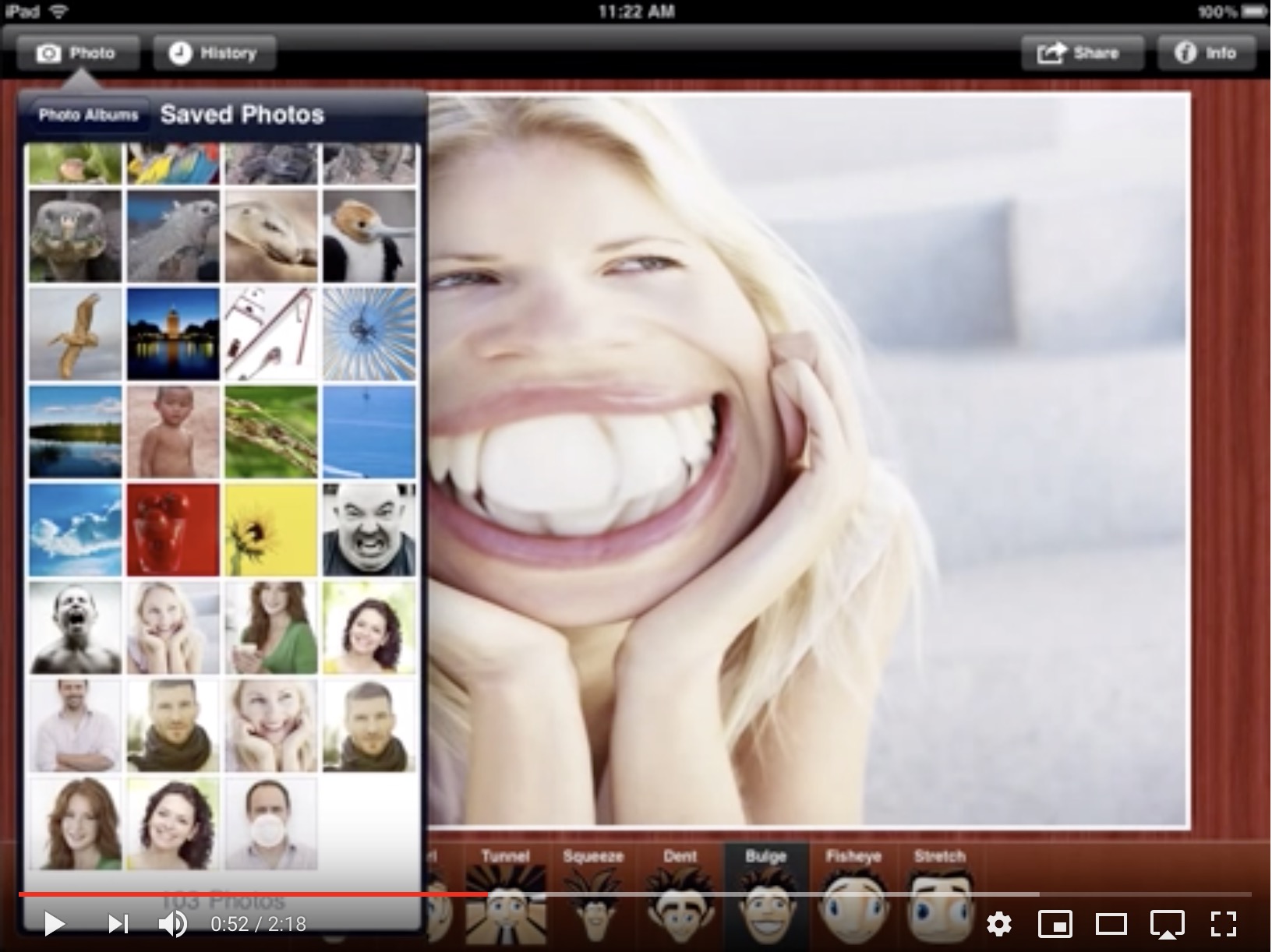 Screenshot of YouTube video: Picture Effects for iPad