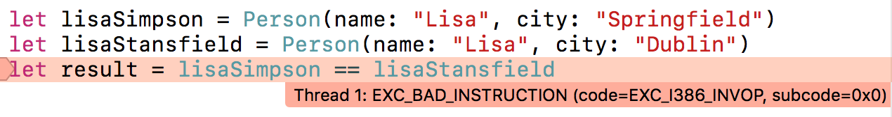 Screenshot of Xcode with the triggered assertion