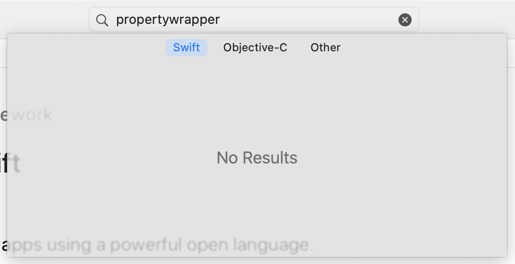 Xcode documentation viewer showing no result when searching for 'propertywrapper'
